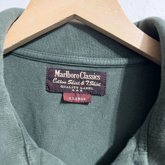 Vintage Marlboro Classic Polo Men's XL Large Shirt Dark Green Embroidered - Picture 2 of 6